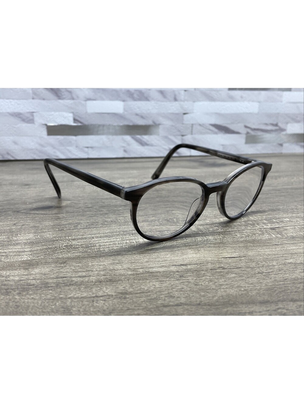 Warby Parker Watts M 150 Eyeglasses Grey Woodgrain Round Frames Only 49[]18-145